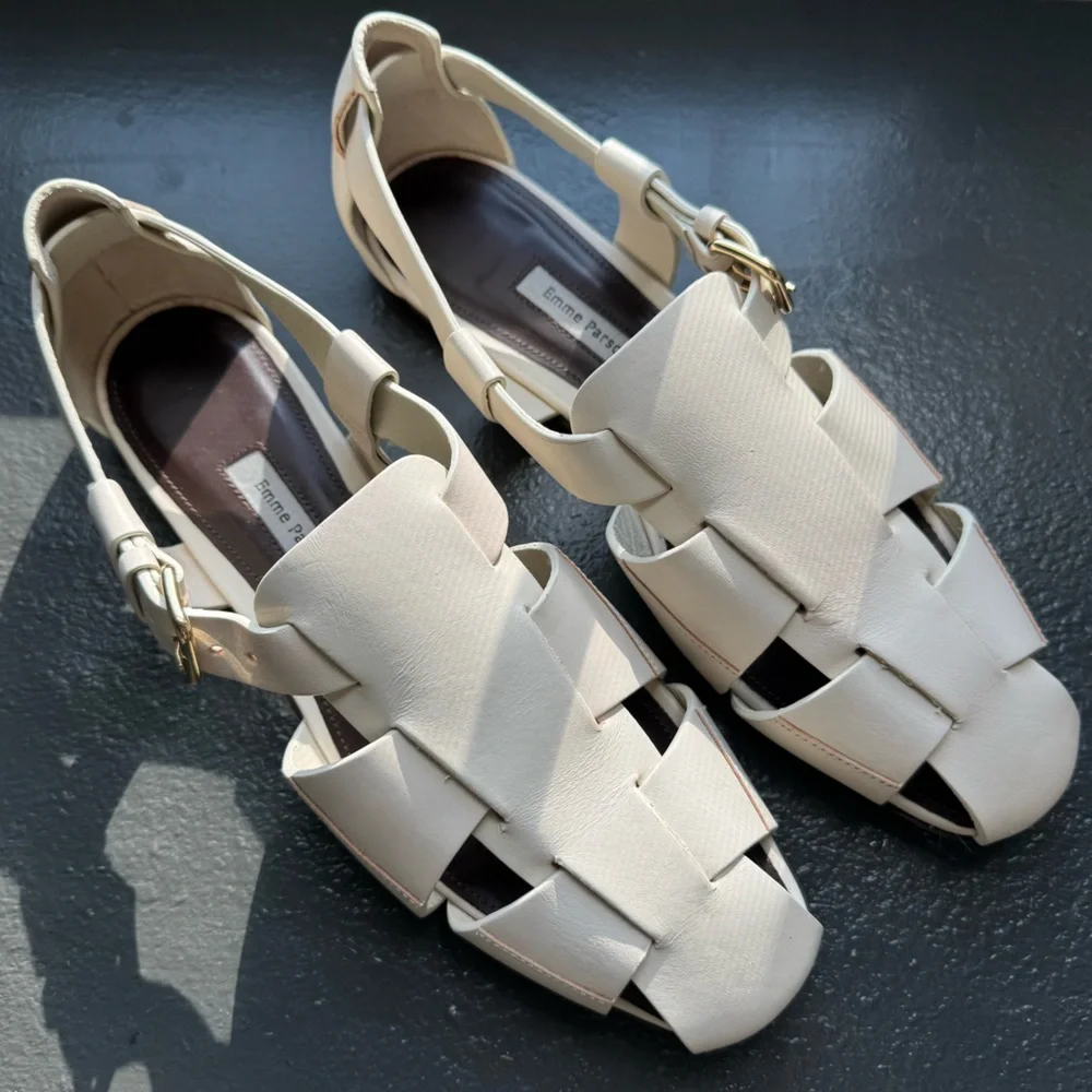 Emme Parsons Ernest Leather Fisherman Sandal Ivory Calfskin - Picture 6 of 8